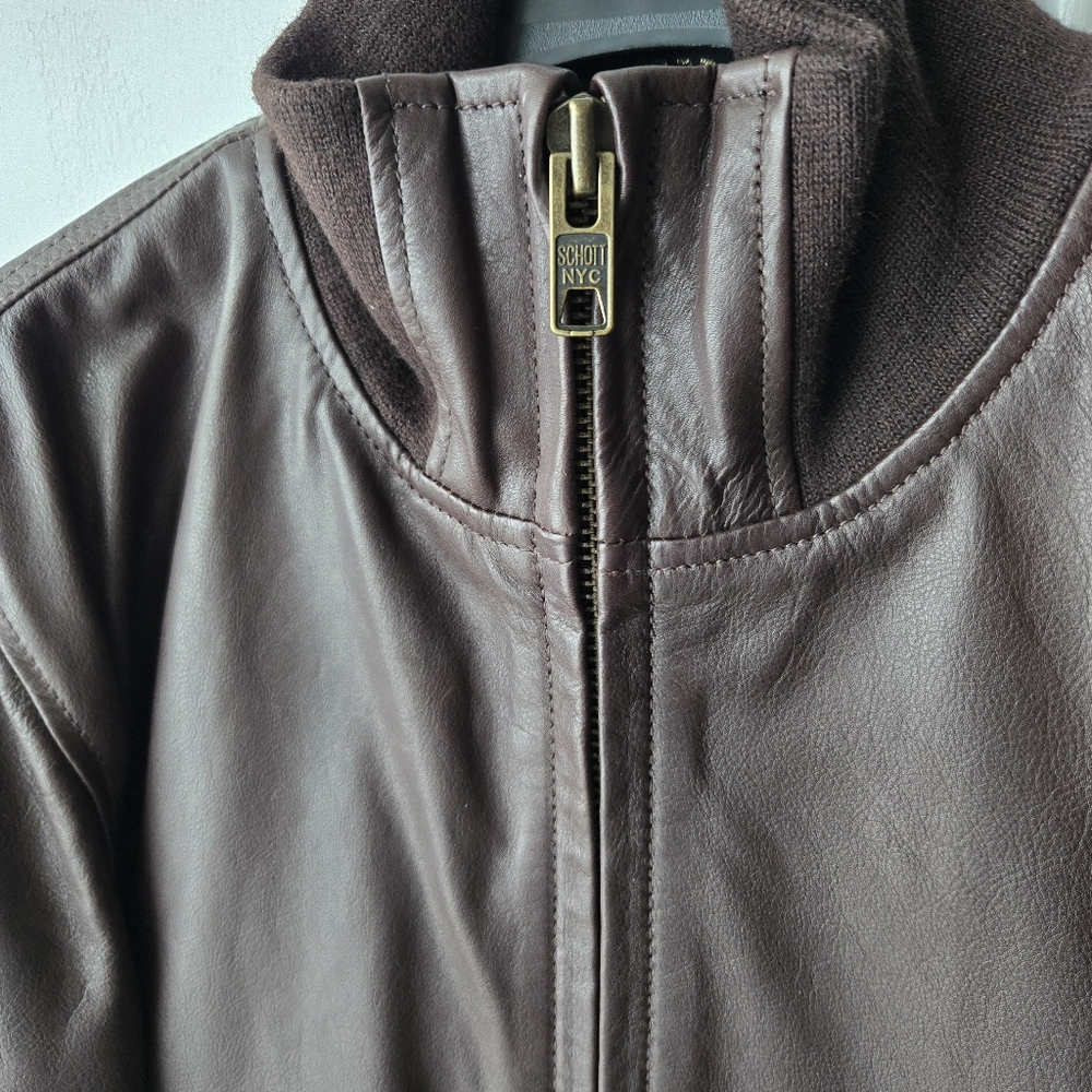 Schott NYC Brown Leather Jacket - Picture 6 of 11